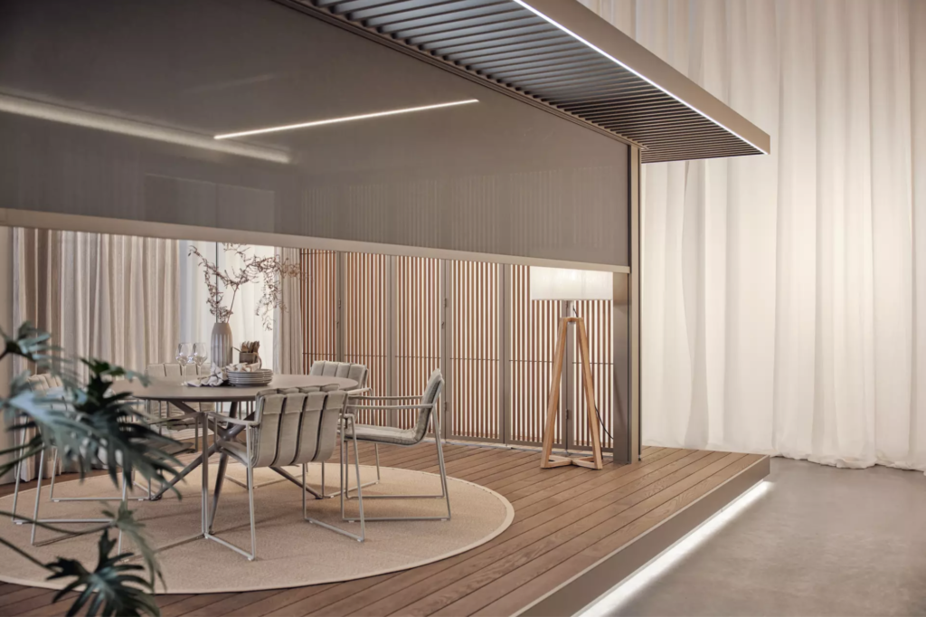 Bioklimatická pergola, žaluzie, Amani Renson