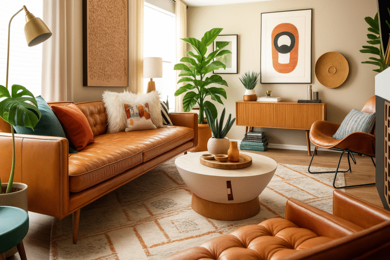 Moderní obývací pokoj v barvách trendy 2025