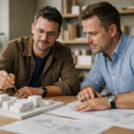 architekt konzultuje staub s projektantem